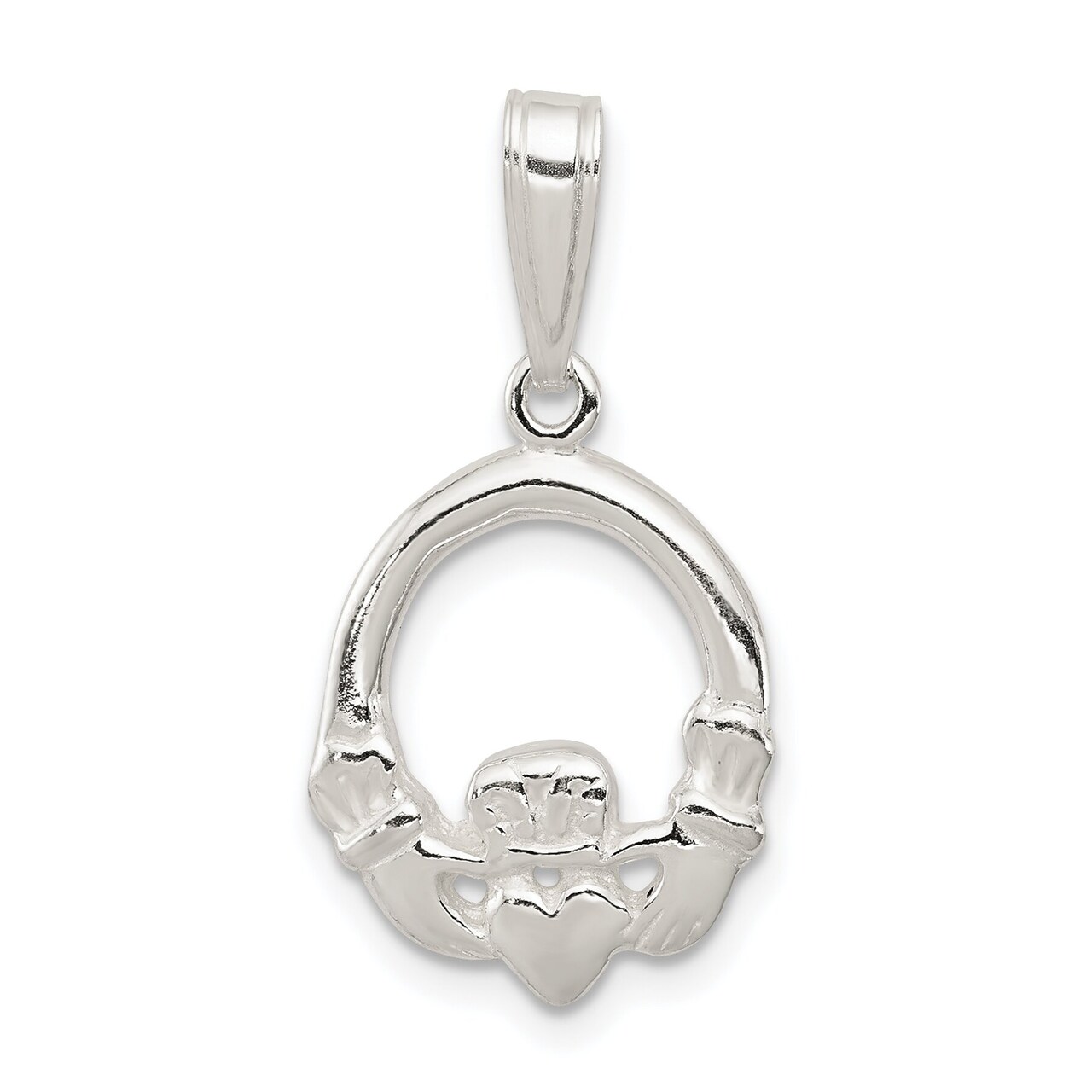 Sterling Silver Claddagh Charm &#x26; 18&#x22; Chain Jewerly 28.8mm x 17mm